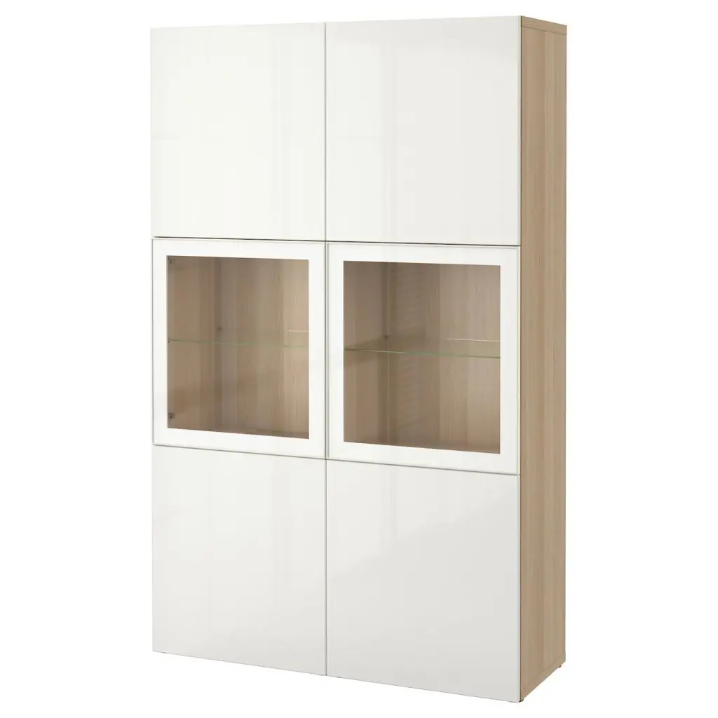 Под беленый дуб/сельсвикен глянцевый/белый прозрачное стекло