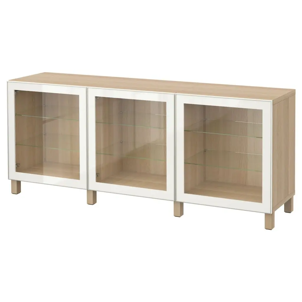 Под беленый дуб/глассвик белый прозрачное стекло