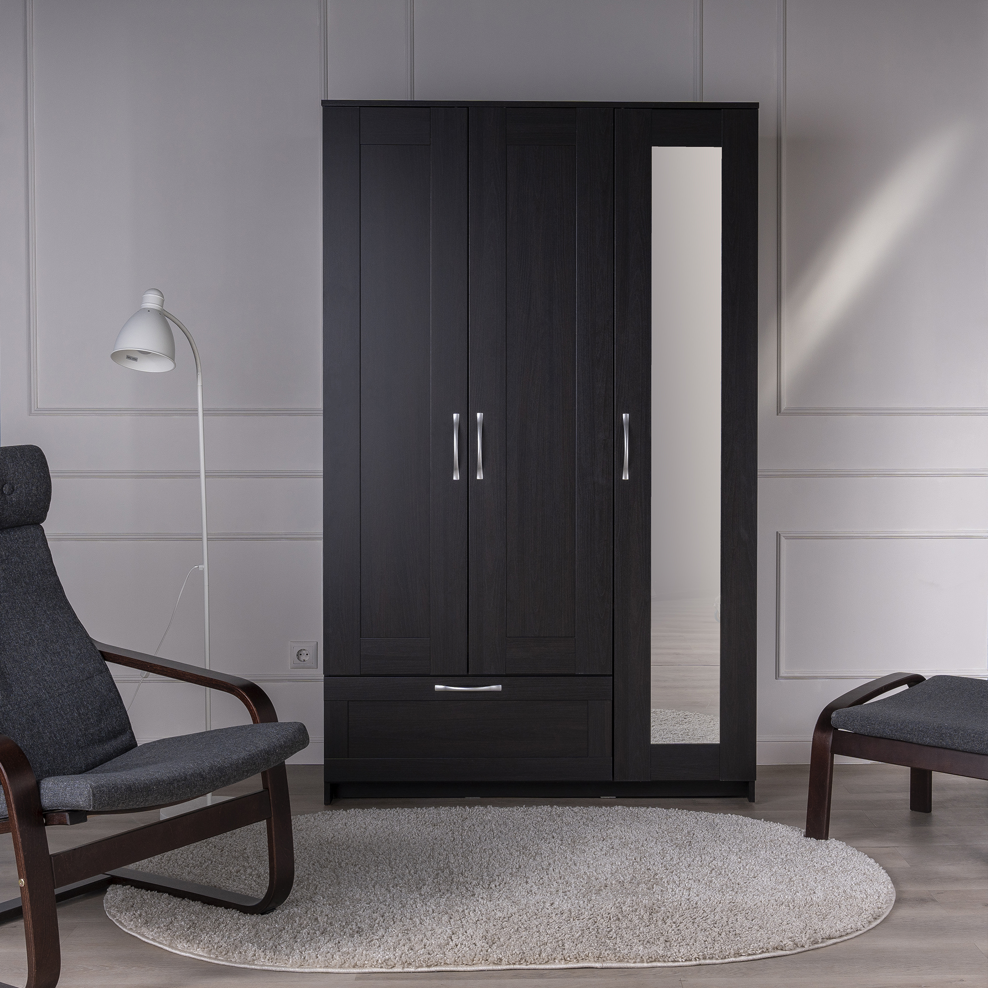 Шкаф СИРИУС трехдверный с выдвижным ящиком, цвет Дуб Венге — изображение 3