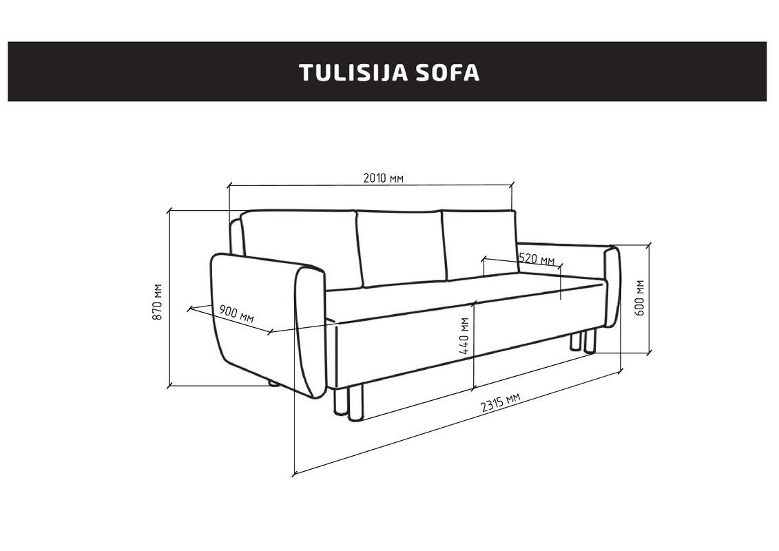Диван-кровать Тулисия пастельно-голубой, ткань рогожка — изображение 3
