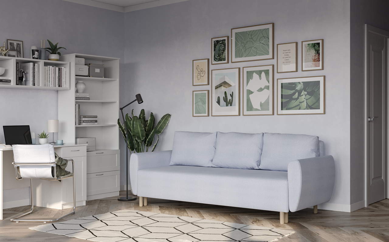 Диван-кровать Тулисия пастельно-голубой, ткань рогожка — изображение 4