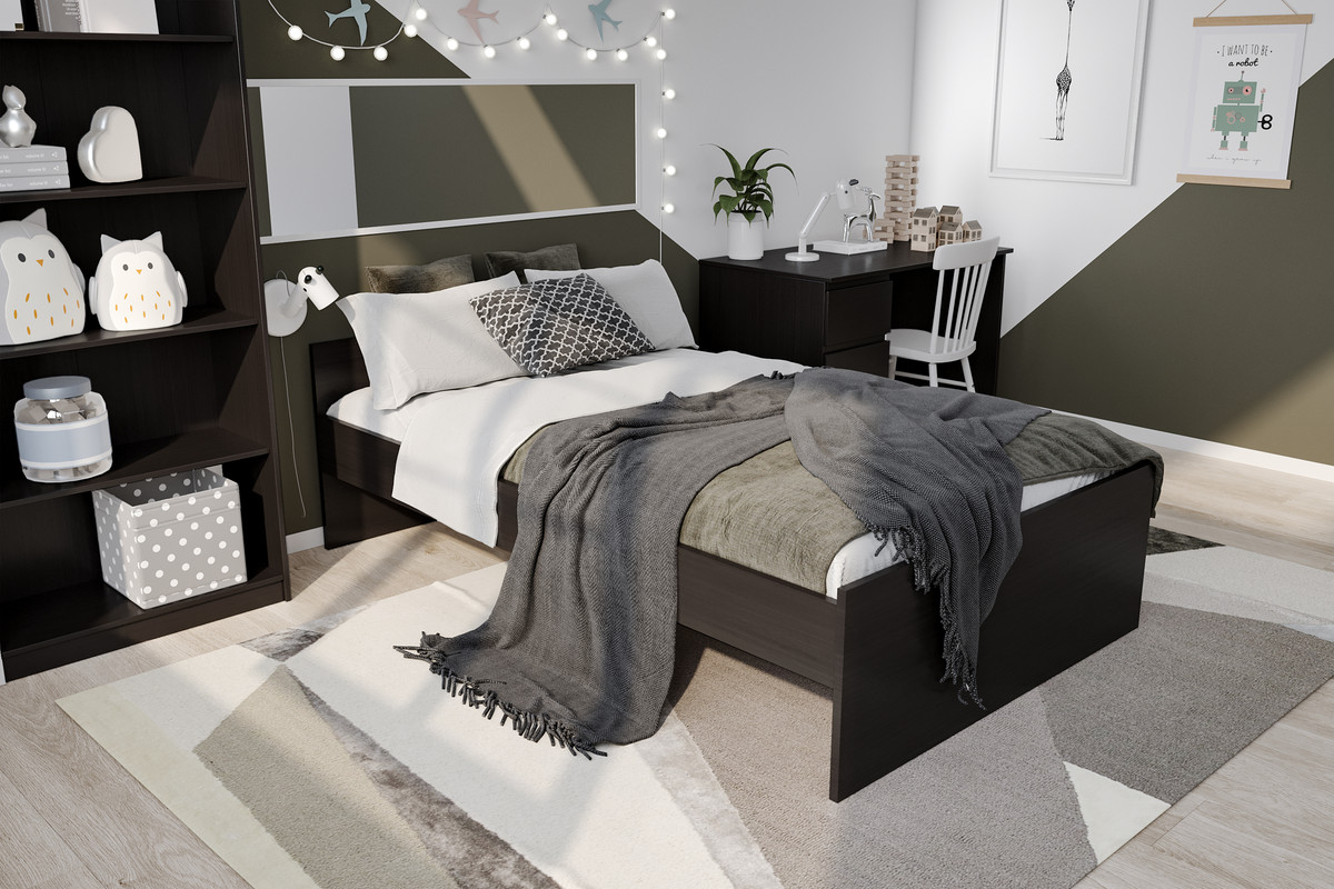 Кровать ОРИОН двухспальная с ортопедическим основанием 120х200, цвет Дуб Венге — изображение 4