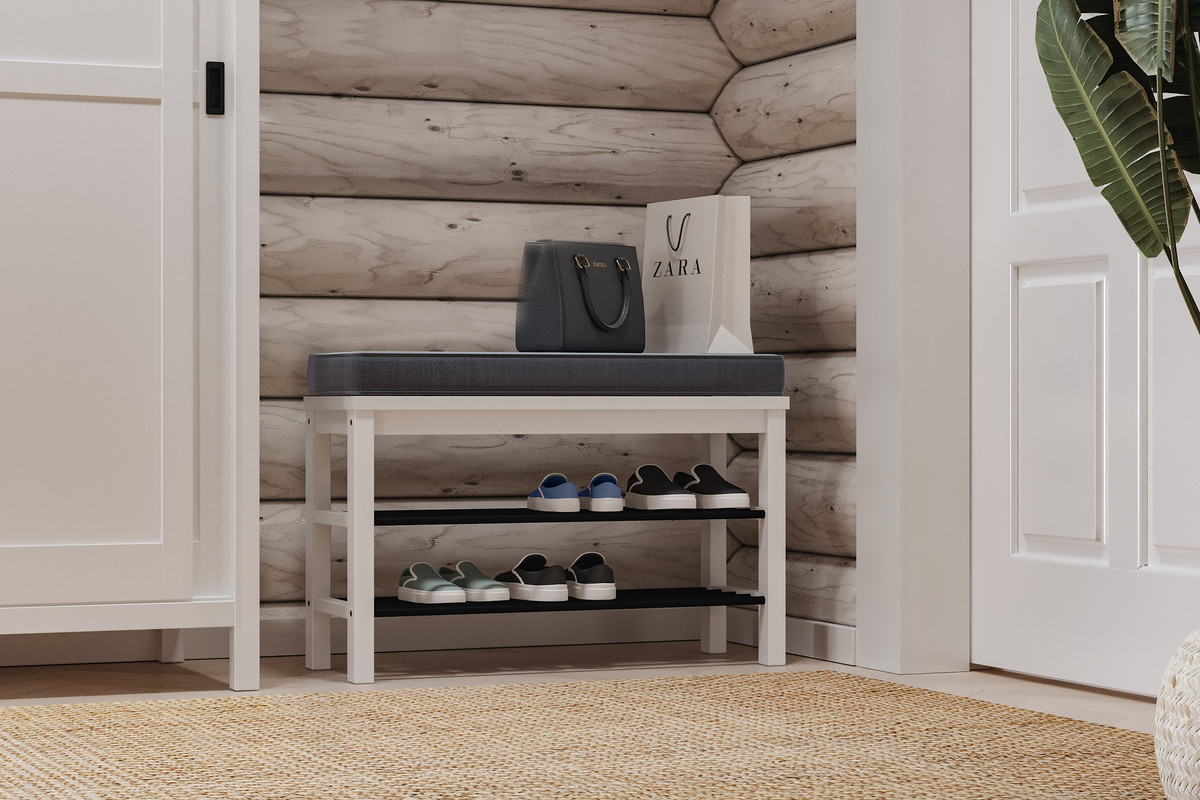Скамья 85х50 Кантри для обуви белая — изображение 4