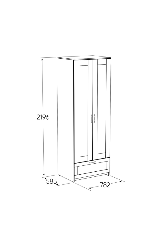 Шкаф СИРИУС двудверный белый с выдвижным ящиком — изображение 3