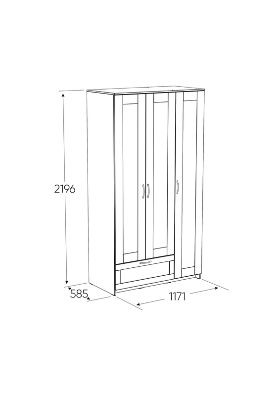 Шкаф СИРИУС трёхдверный с одним выдвижным ящиком и зеркалом, цвет Дуб Венге — изображение 3