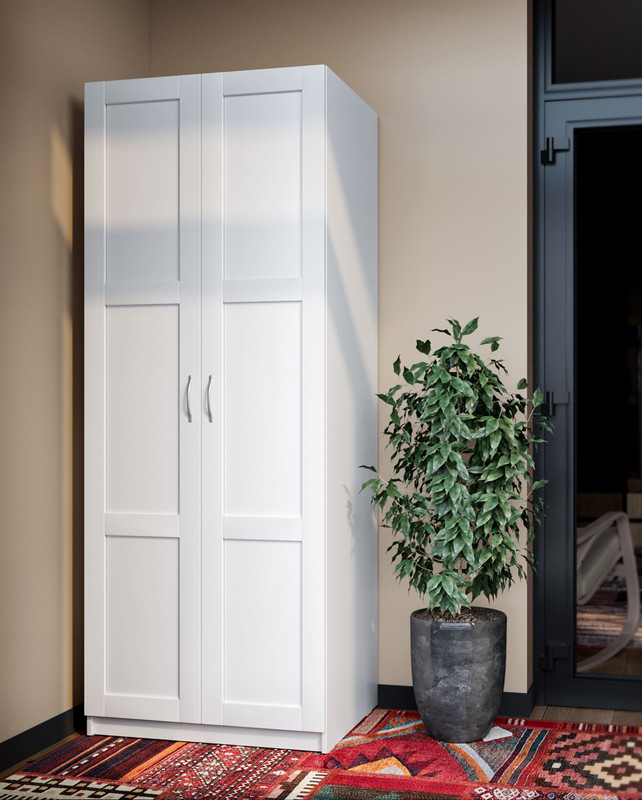 Шкаф ПЕГАС двухдверный с рамочным фасадом, цвет белый — изображение 4