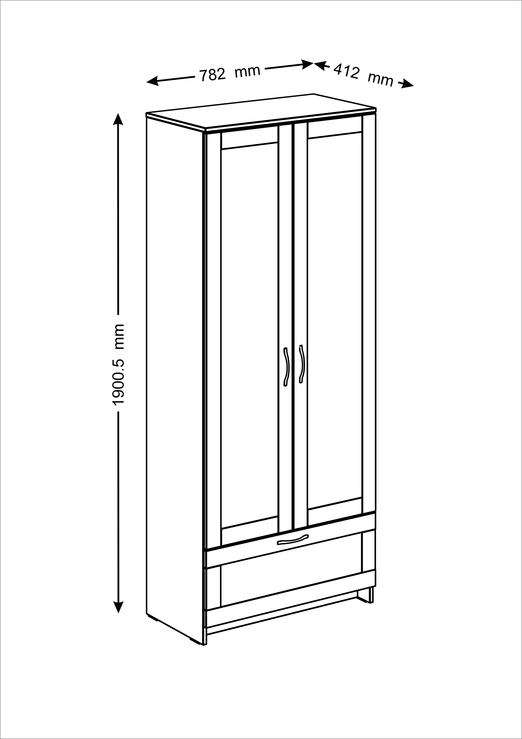 Шкаф СИРИУС двухстворчатый с выдвижным ящиком, цвет "Дуб Сонома" — изображение 3