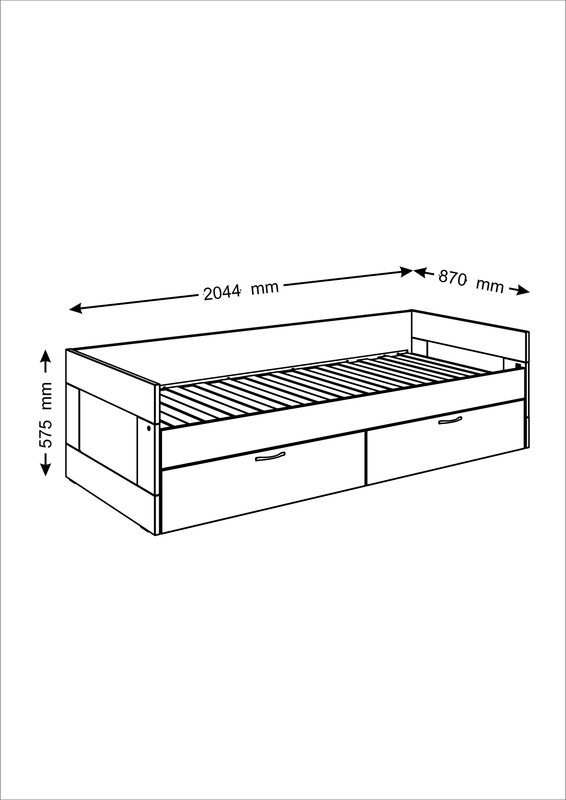Кровать двуспальная СИРИУС раздвижная шириной 80(160) см, с ортопедическим основанием Лурой и двумя выдвижными ящиками, ДСП, цвет Дуб Сонома — изображение 3