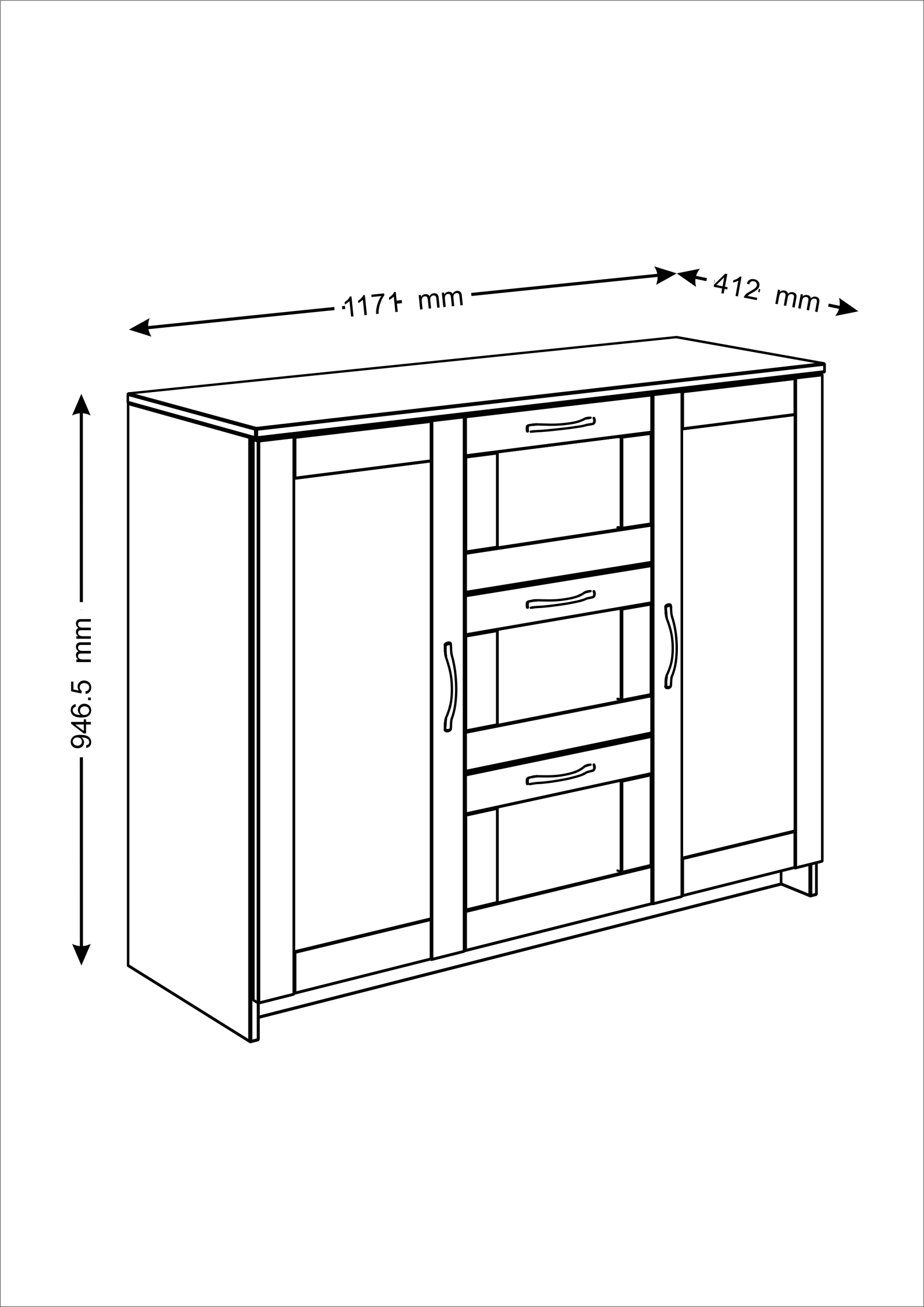Тумба СИРИУС двухдверная с тремя ящиками, цвет Дуб Сонома — изображение 3