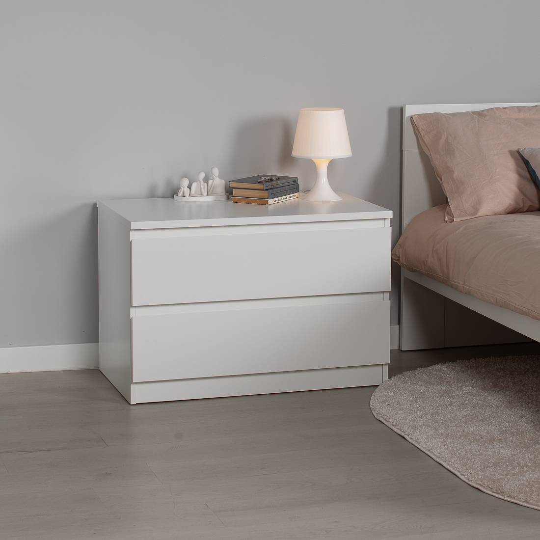 Комод МАЛЬТА низкий с двумя выдвижными ящиками, цвет белый — изображение 3